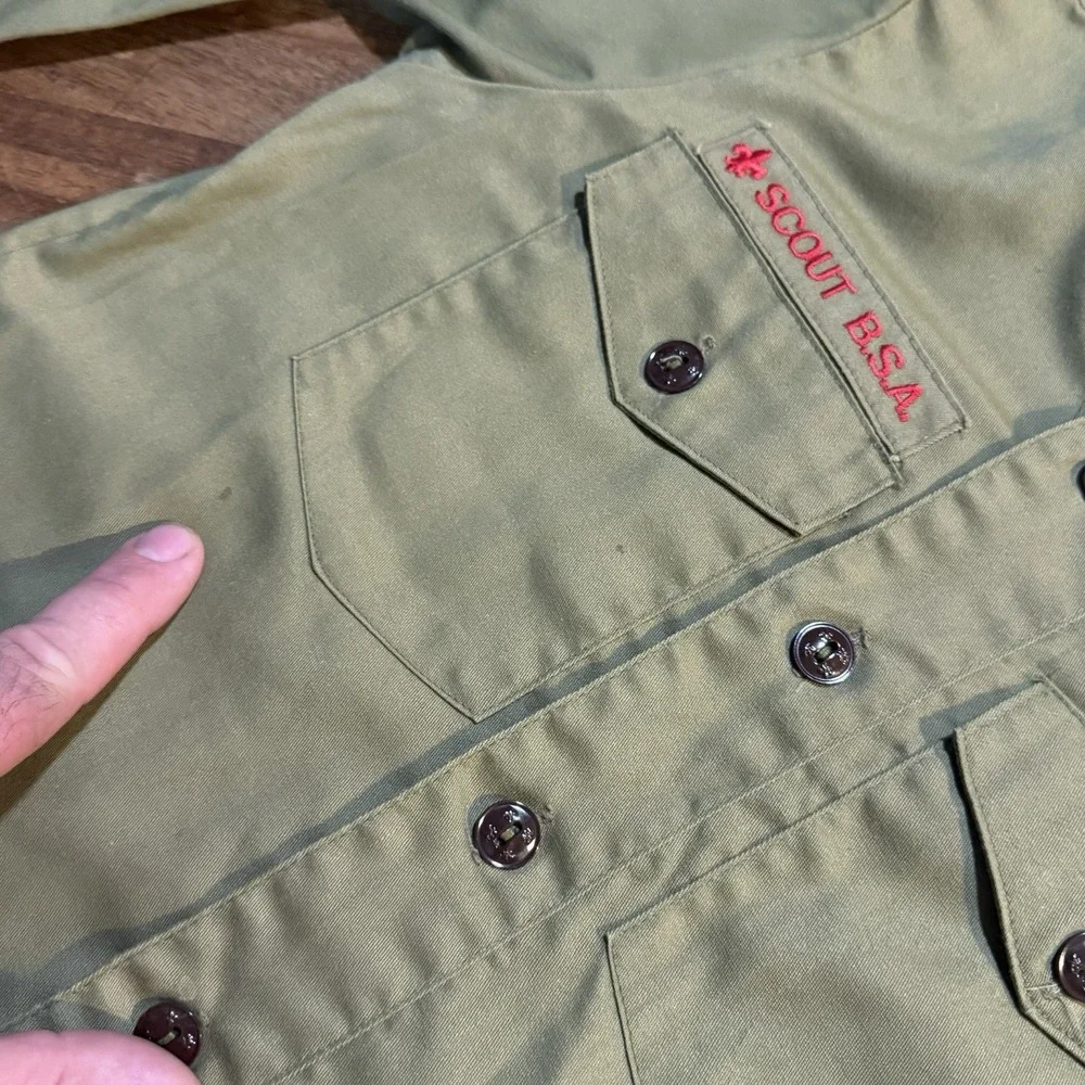 Boy Scouts BSA Shirt Uniform Long Sleeve Vintage‎ 77 Moraine Counsil Pa 12 Neck